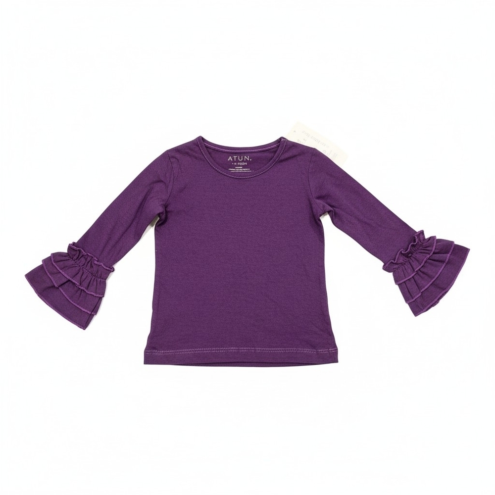 Purple Ruffle Sleeve Kids Top